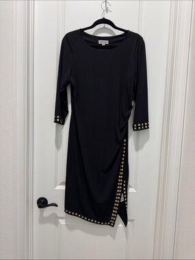 Studio 17 Black Midi Dress with Gold Stud Accents